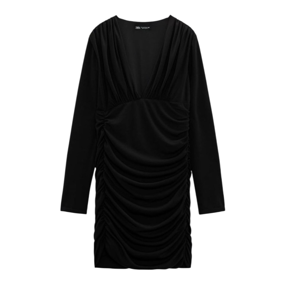 ZARA Black Ruched Dress - Picture 9 of 9